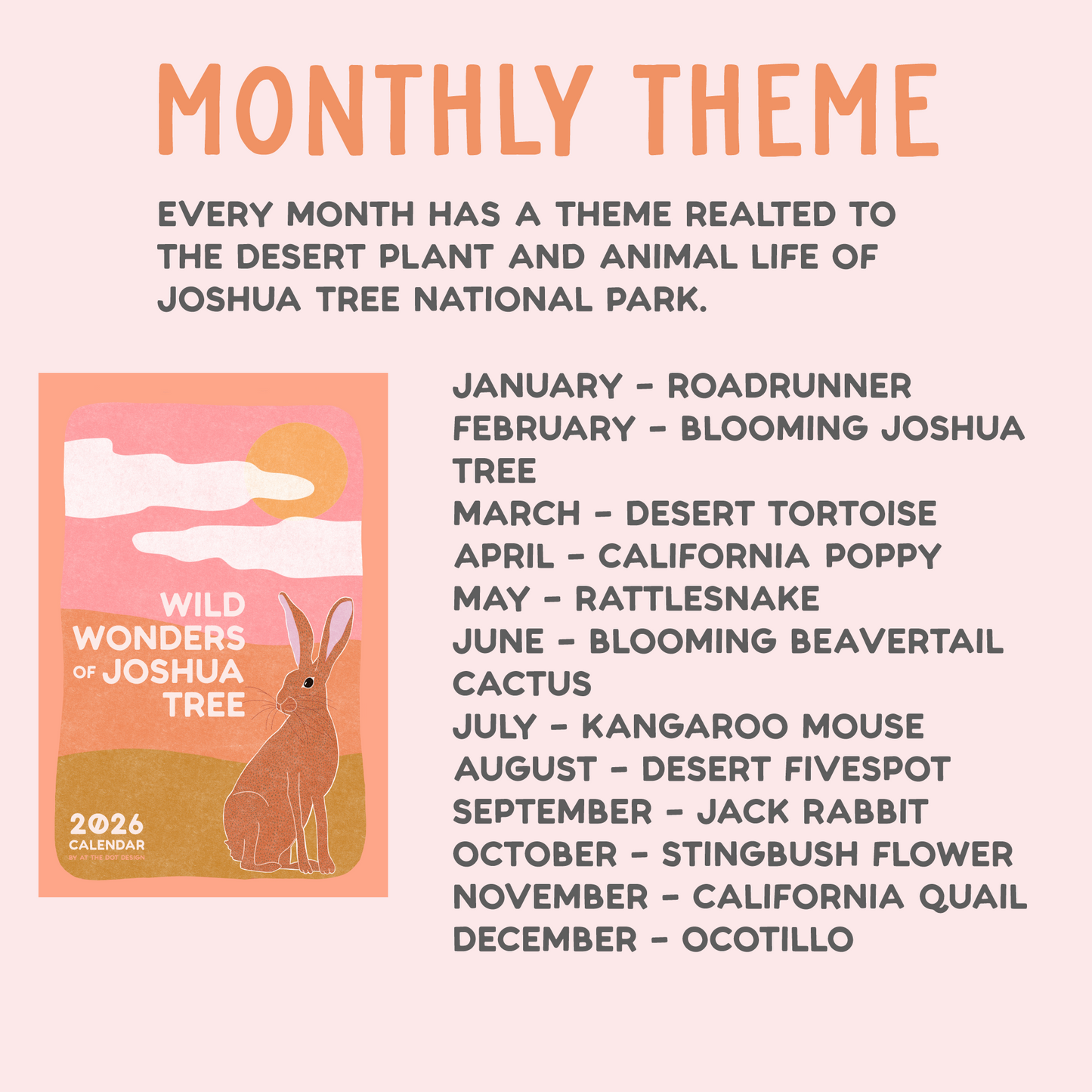 2026 Illustrated Joshua Tree National Wall Calendar