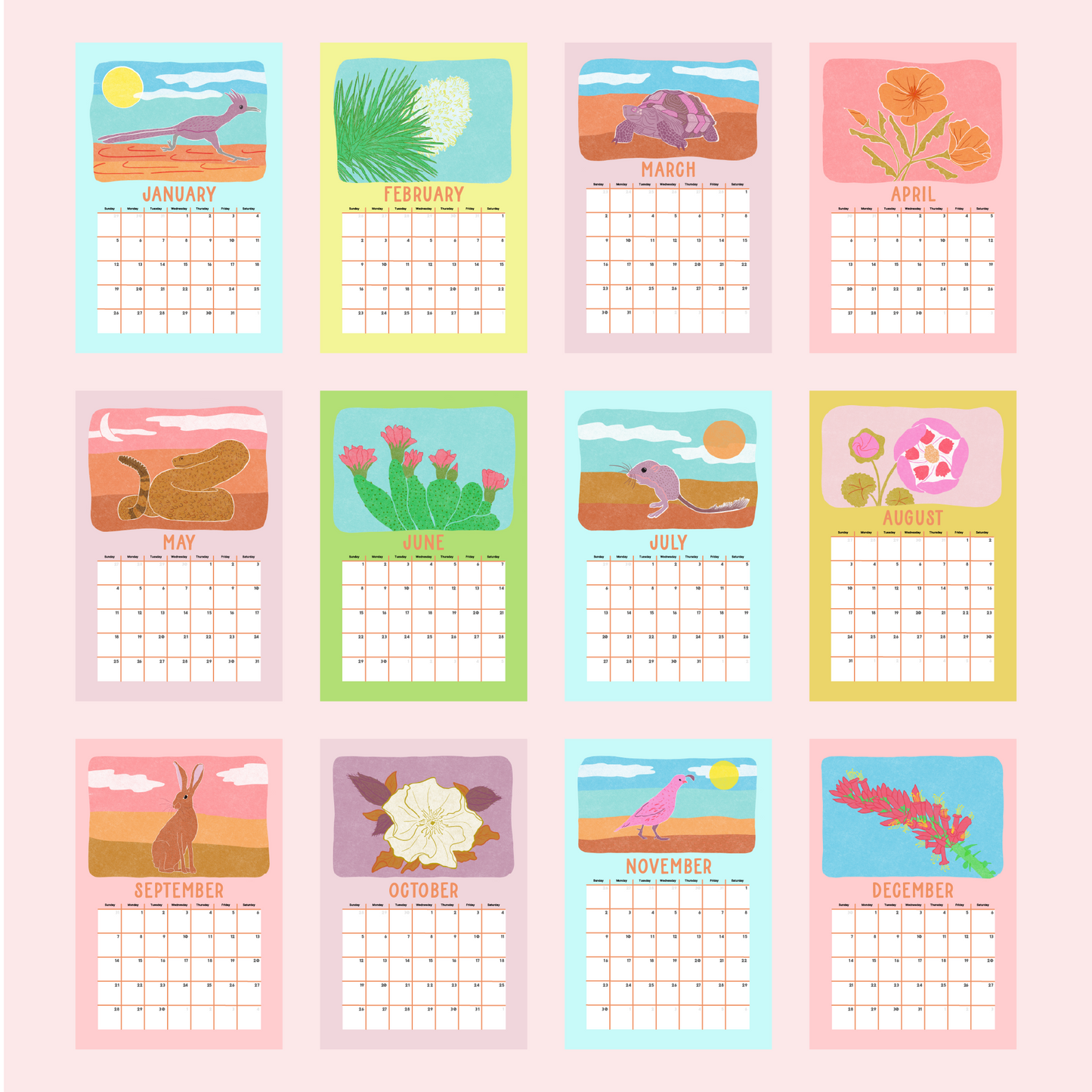 2026 Illustrated Joshua Tree National Wall Calendar