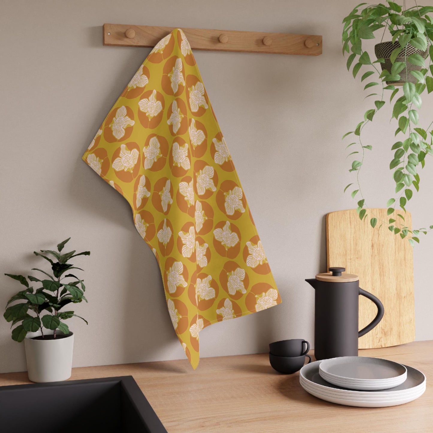 Mid-Century Modern Persimmon Tea Towel