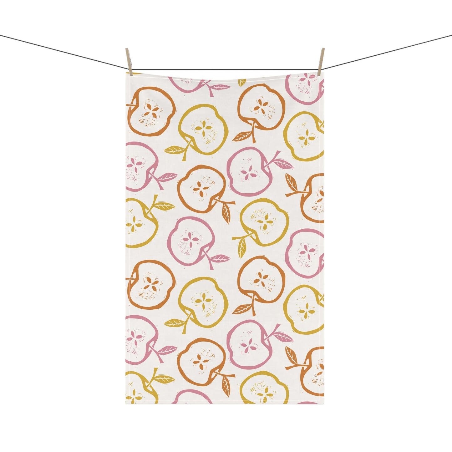 Retro Apple Print Tea Towel