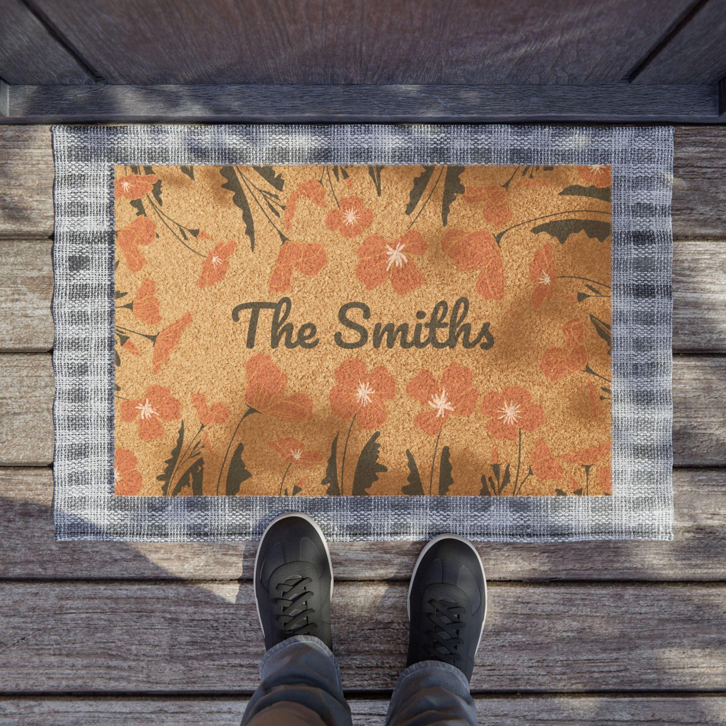 Personalized California Poppy Welcome Mat