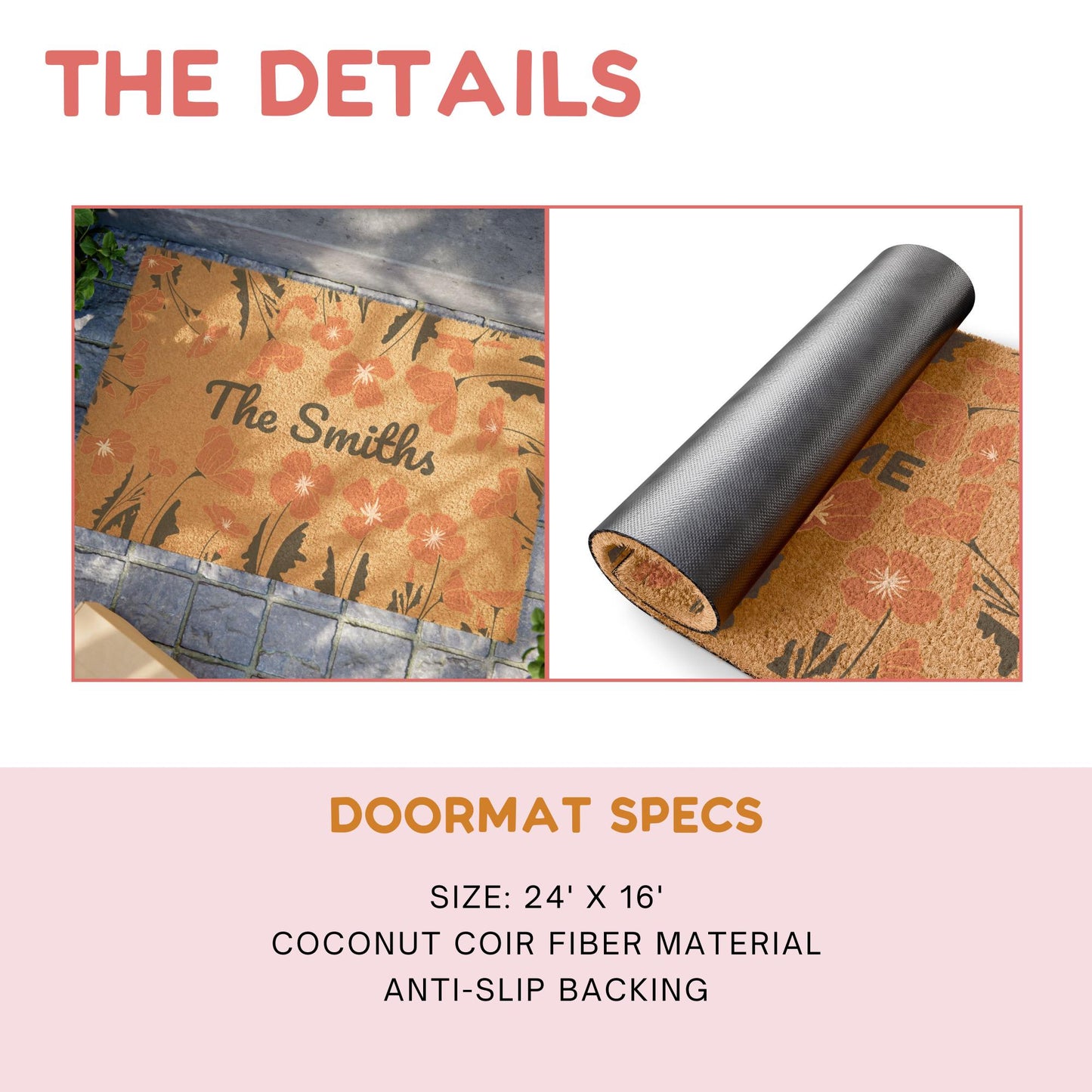 Personalized California Poppy Welcome Mat