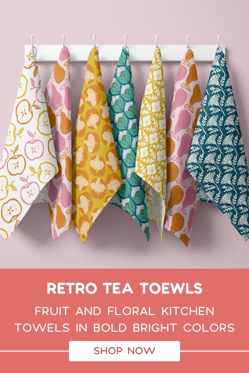 Mid-Century Modern Persimmon Tea Towel