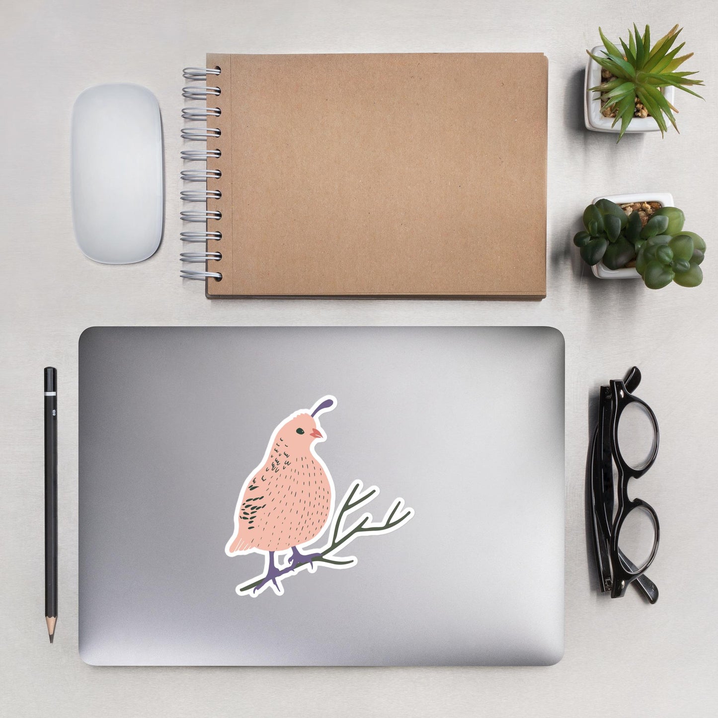 Pink Desert Quail Sticker
