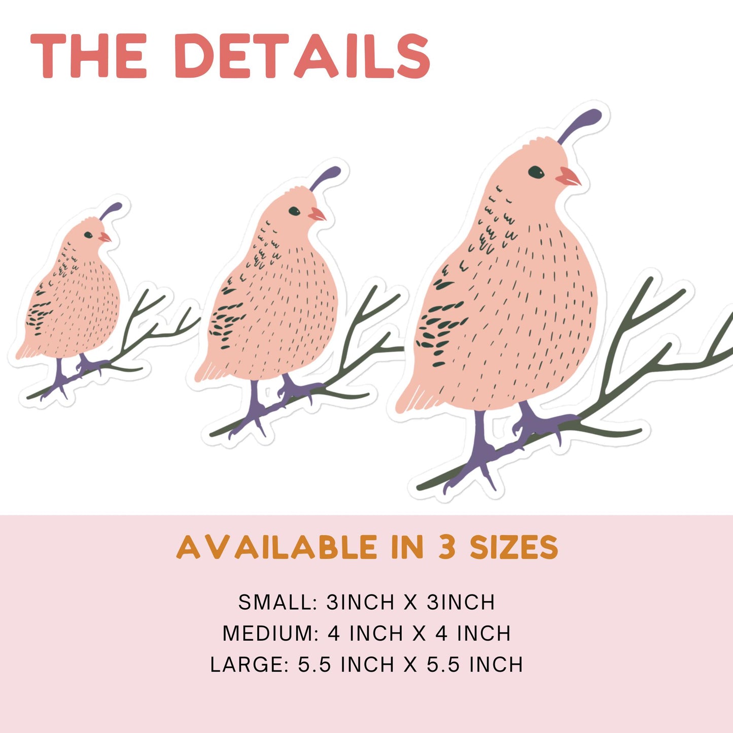 Pink Desert Quail Sticker