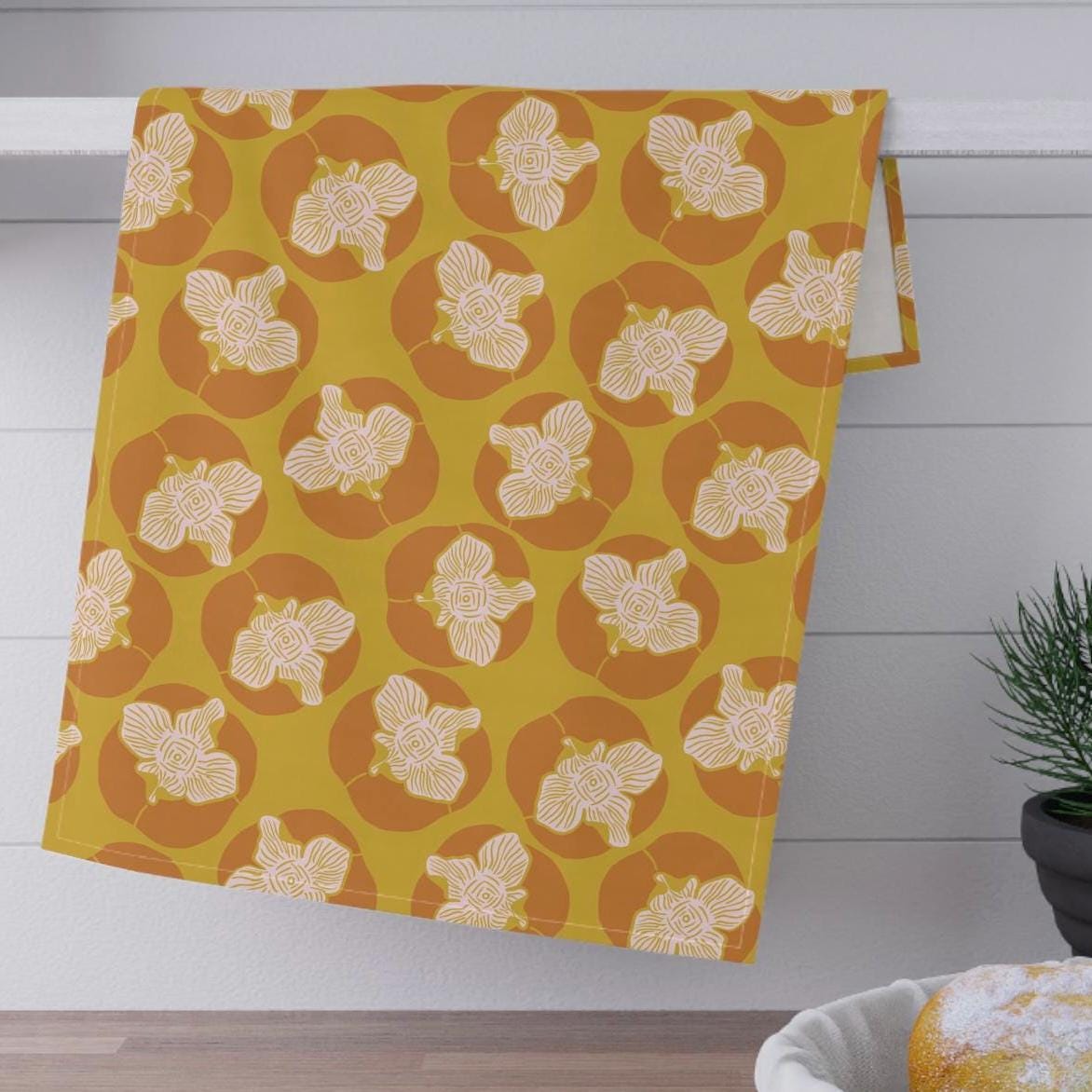 Mid-Century Modern Persimmon Tea Towel