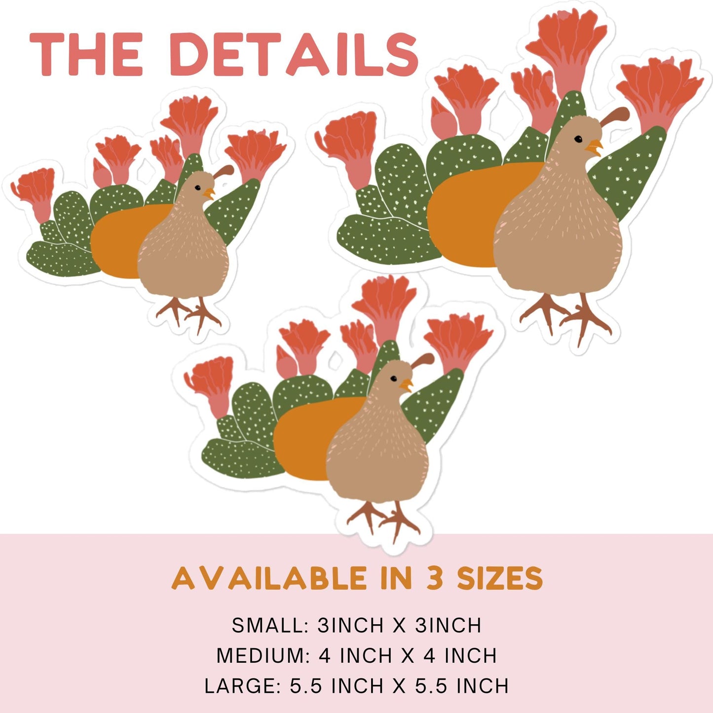 California Quail and Cactus Sticker