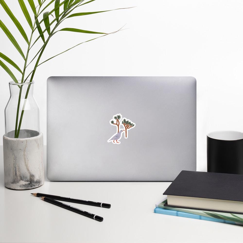 Joshua Tree and Desert Quail Sticker