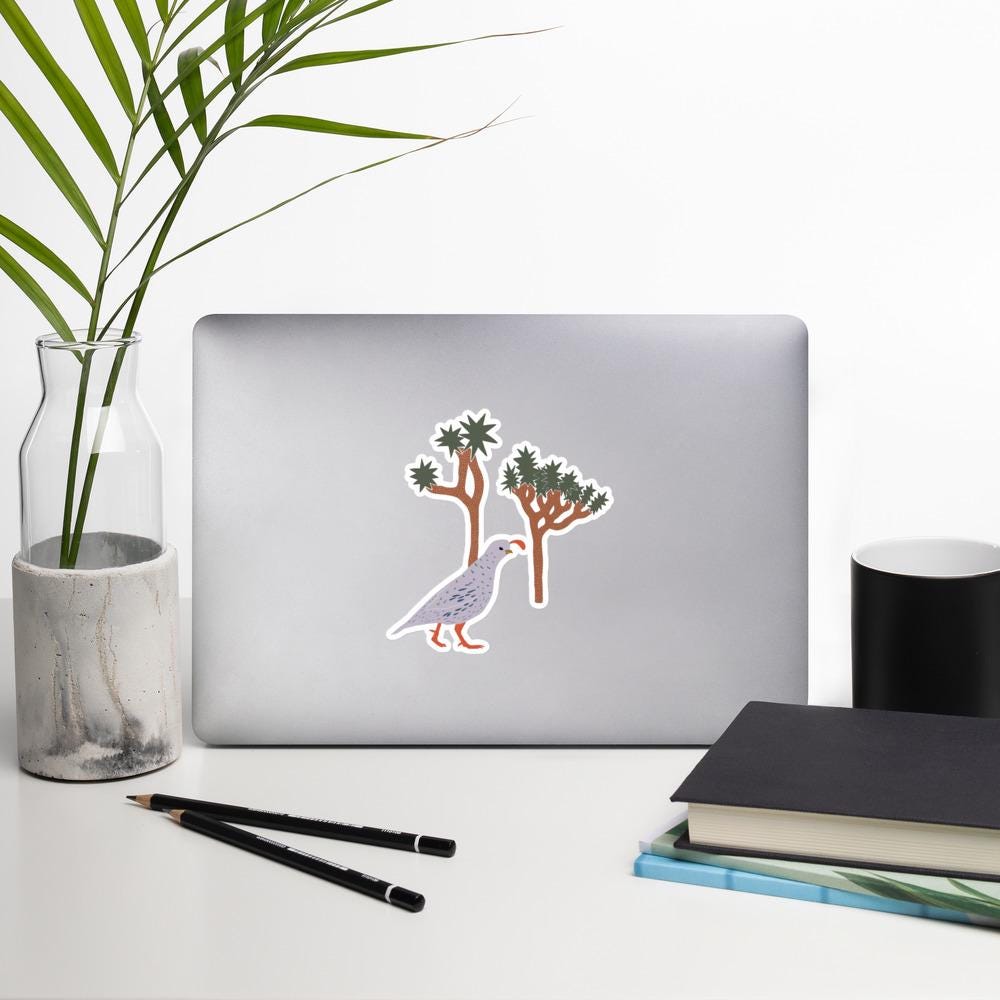 Joshua Tree and Desert Quail Sticker