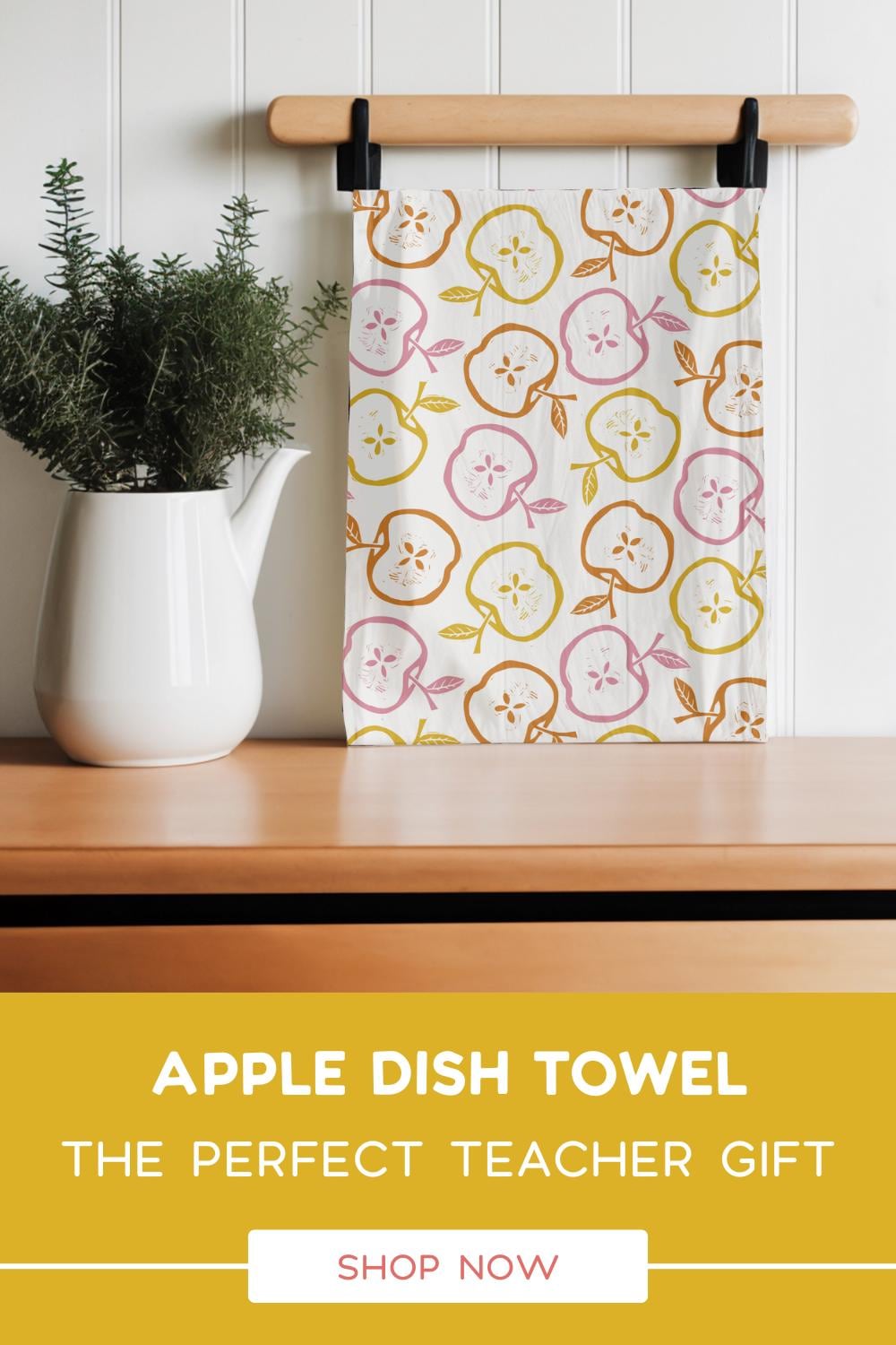 Retro Apple Print Tea Towel