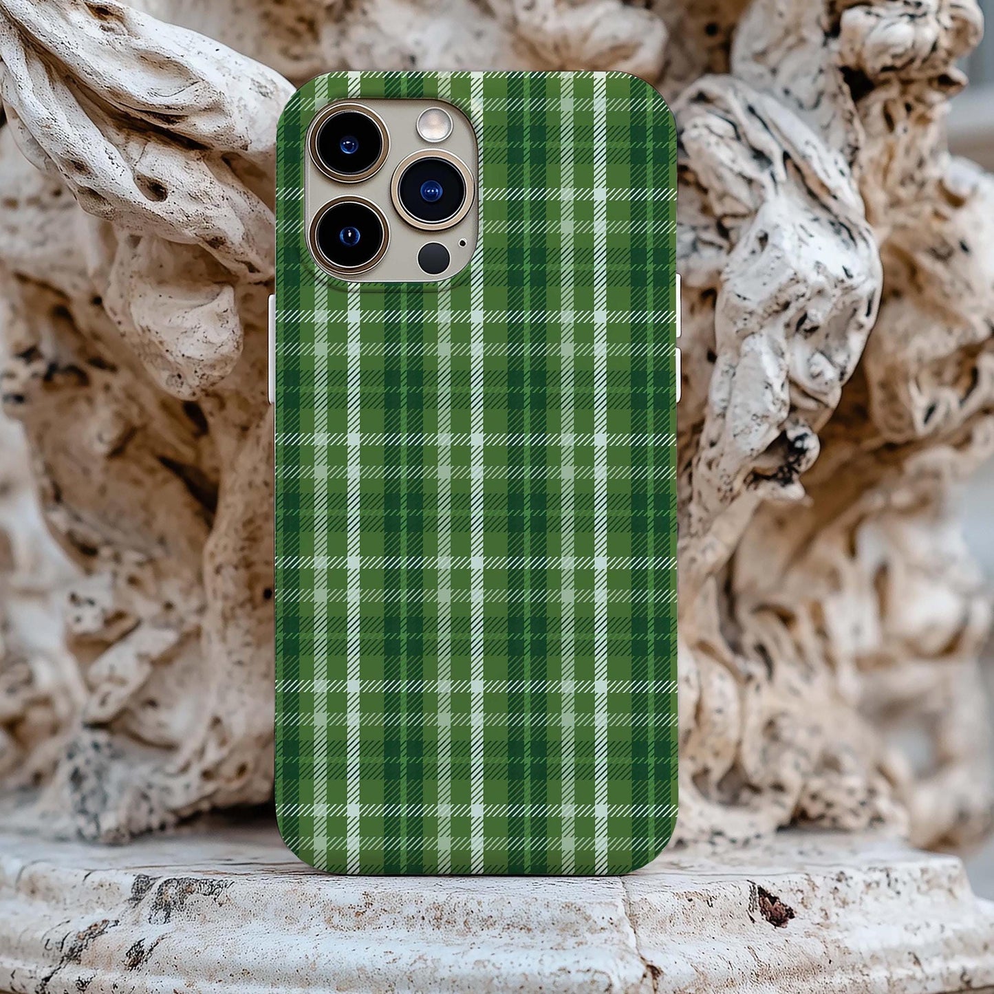 Green Plaid iPhone Case with or without MagSafe