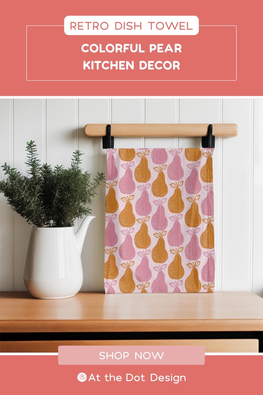 Mid-Century Modern Pear Tea Towel