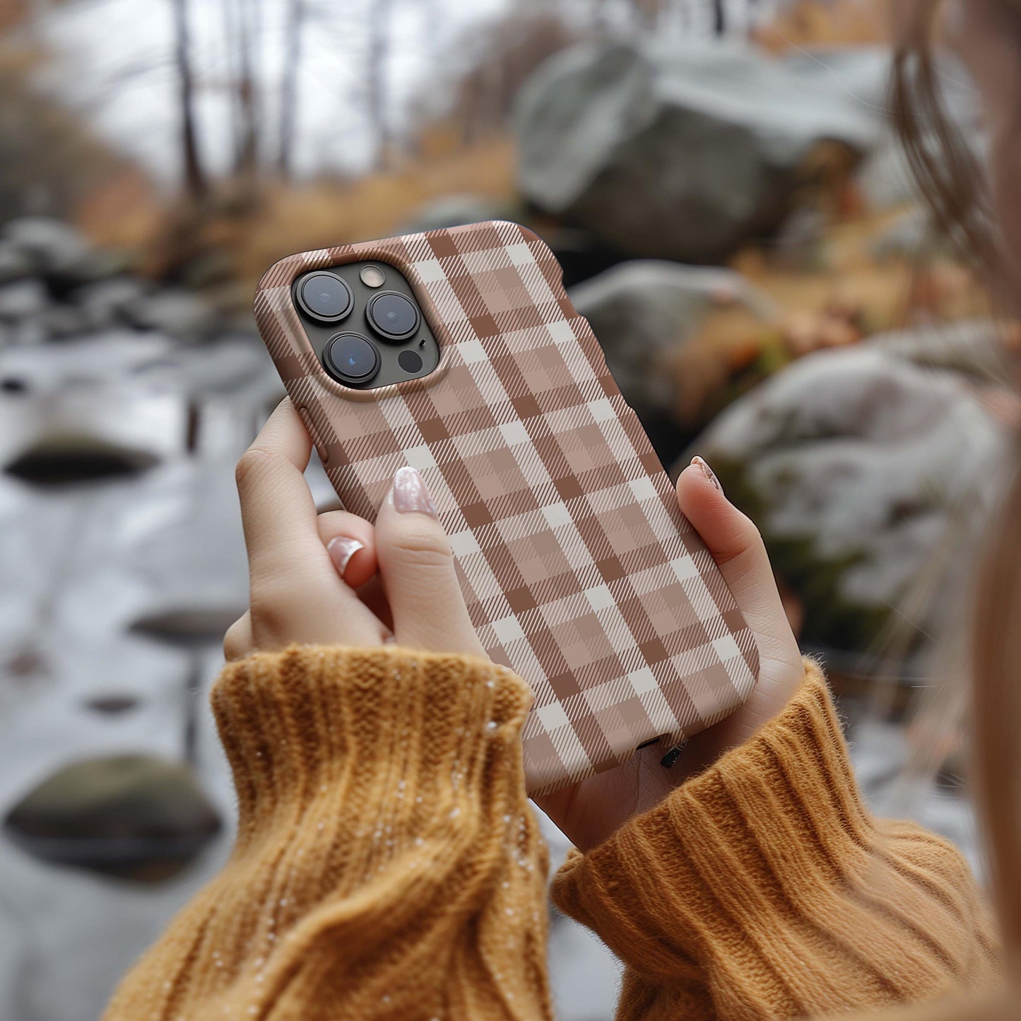 Mocha Mousse Plaid iPhone Case