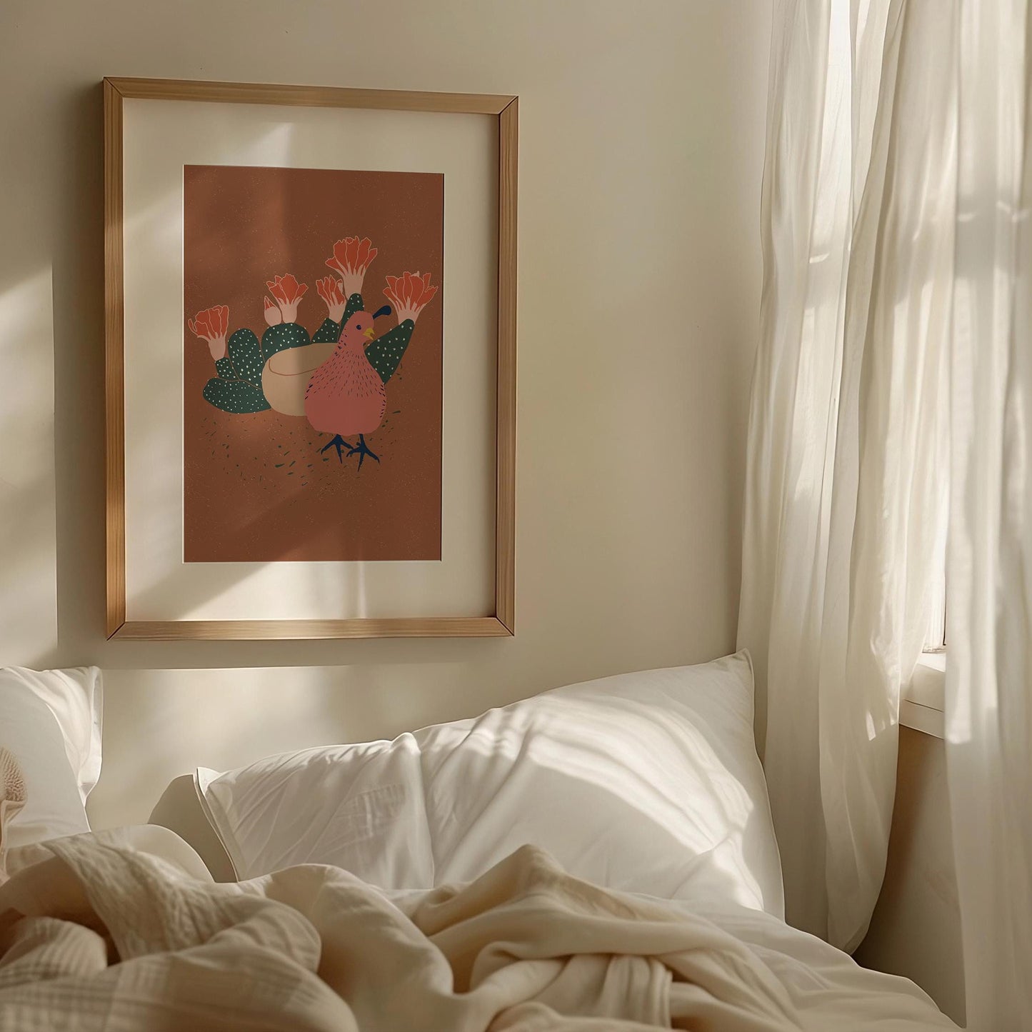 Southwest Style Desert Cactus and Quail Art Print
