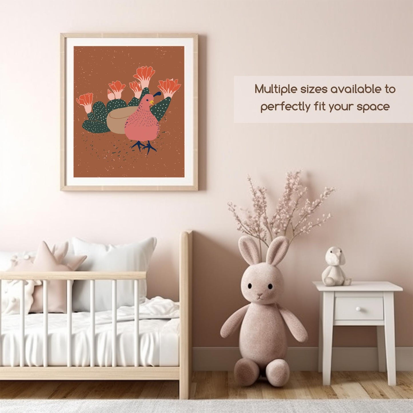 Southwest Style Desert Cactus and Quail Art Print