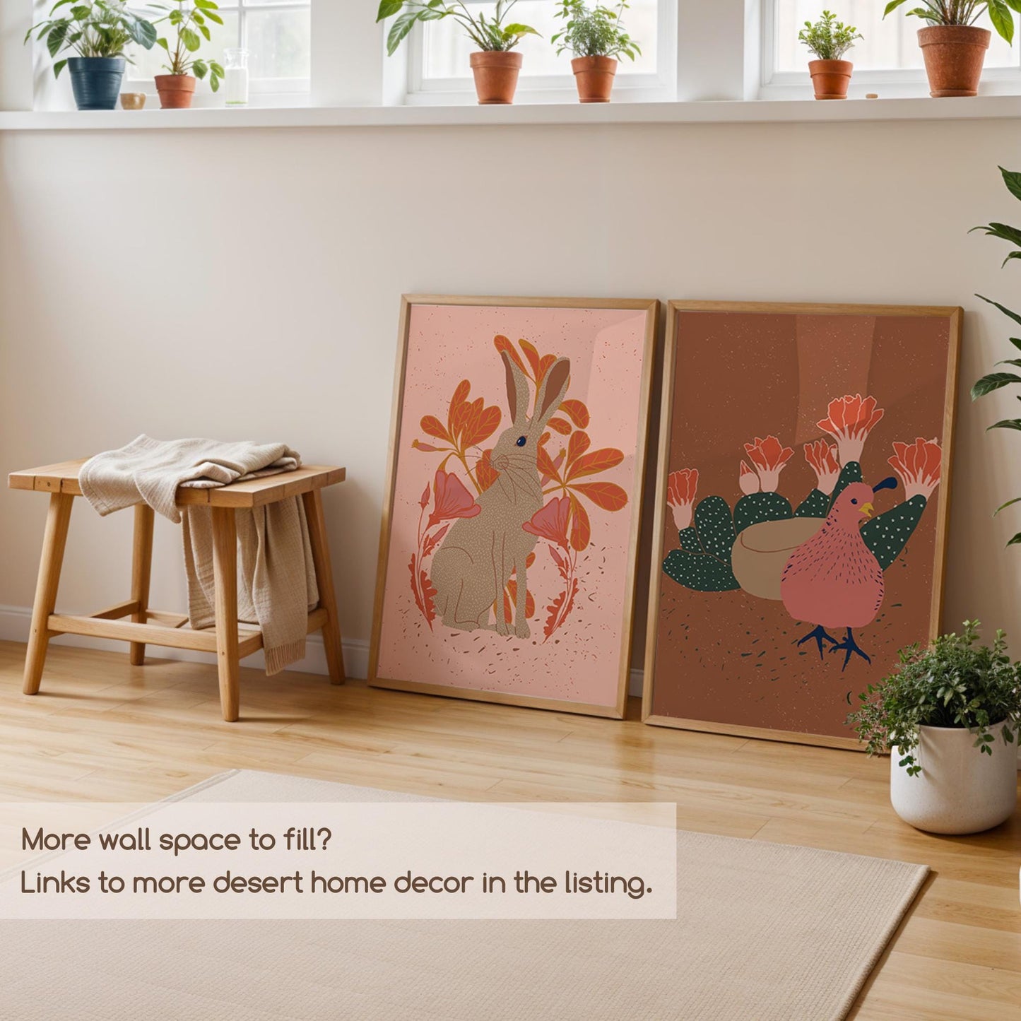 Southwest Style Desert Cactus and Quail Art Print