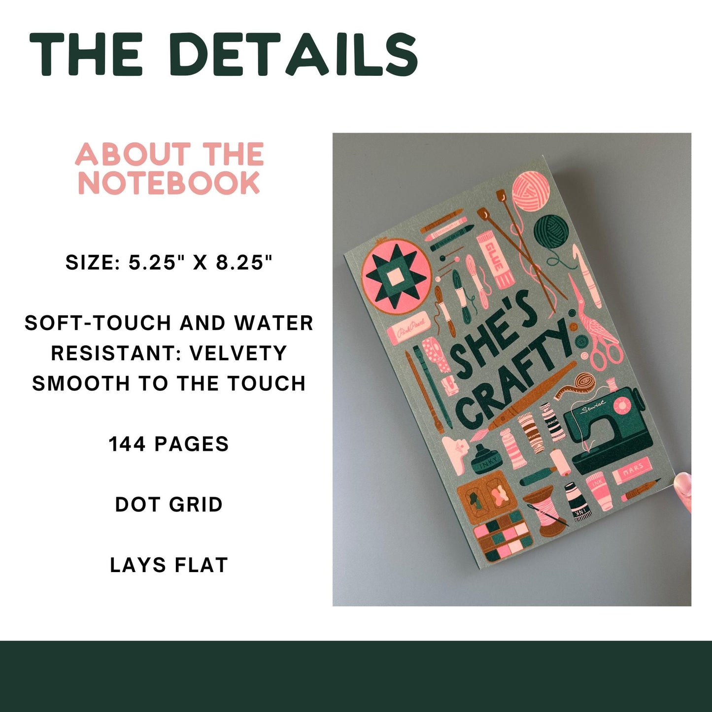 She's Crafty Craft Lover Dot Grid Notebook