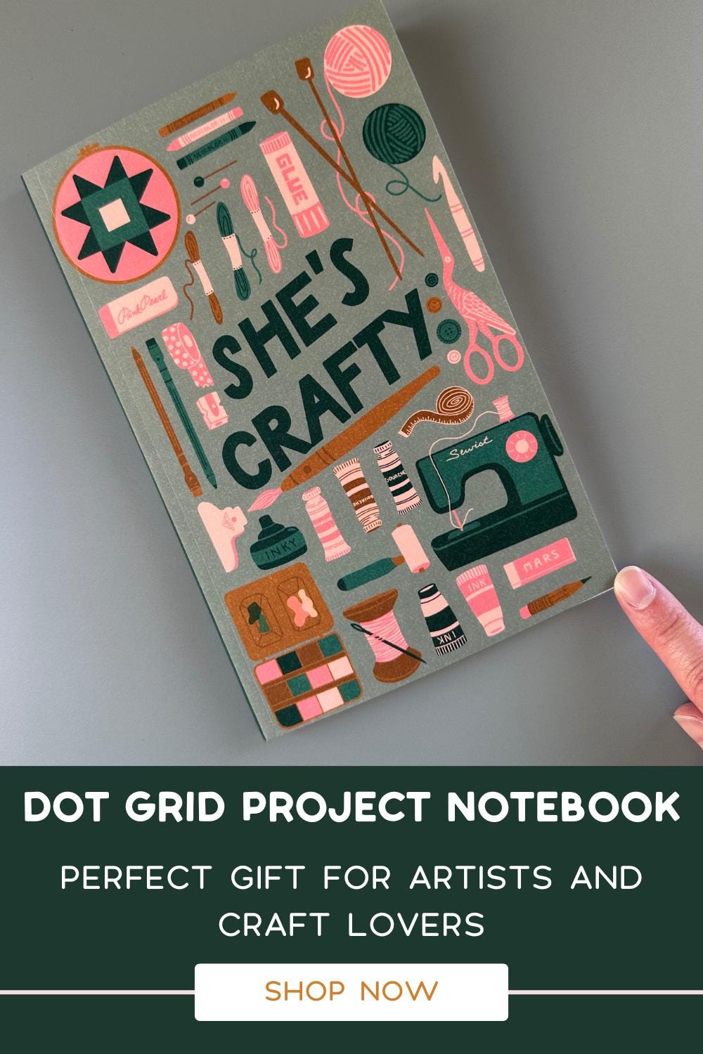 She's Crafty Craft Lover Dot Grid Notebook