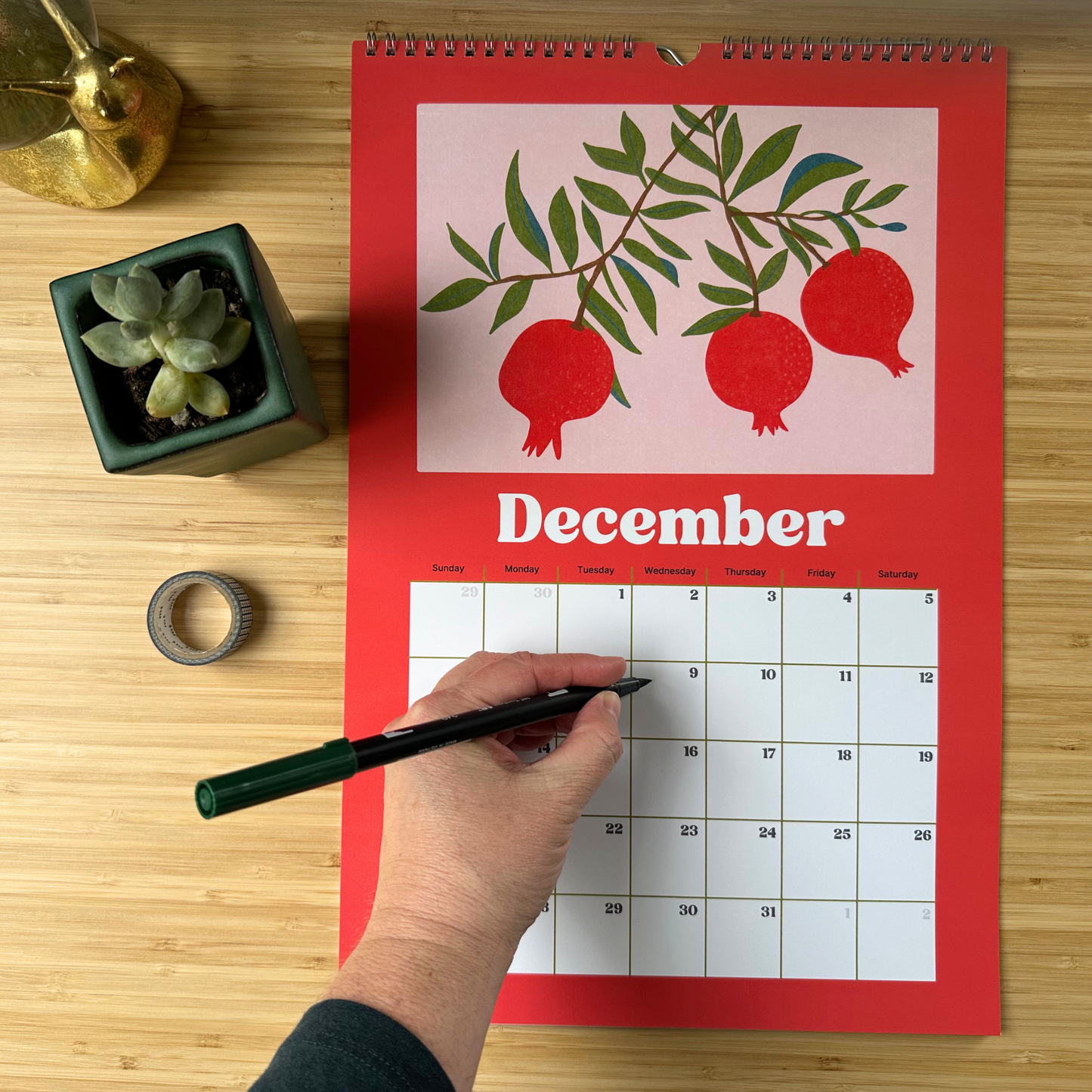 Academic Year Fruit Vegetable Illustration Wall Calendar (July 2026 - June 2027 )
