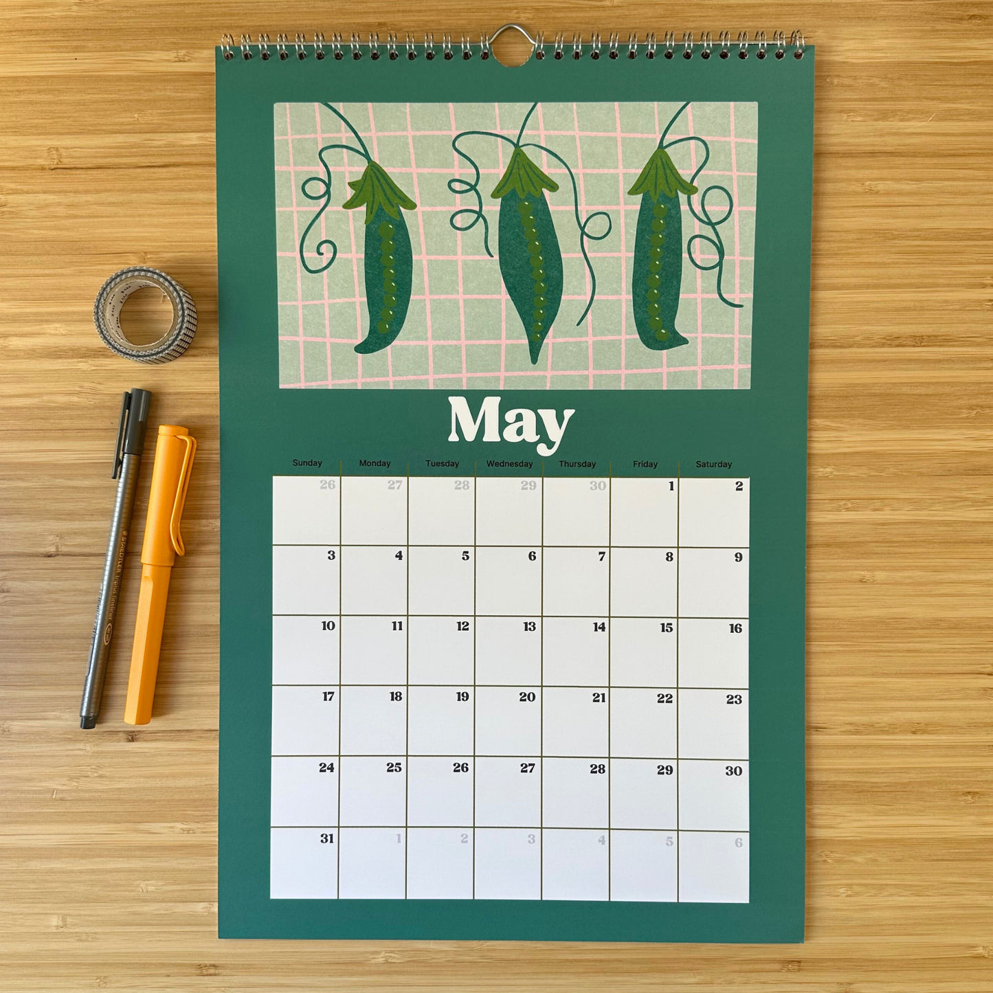 Academic Year Fruit Vegetable Illustration Wall Calendar (July 2026 - June 2027 )