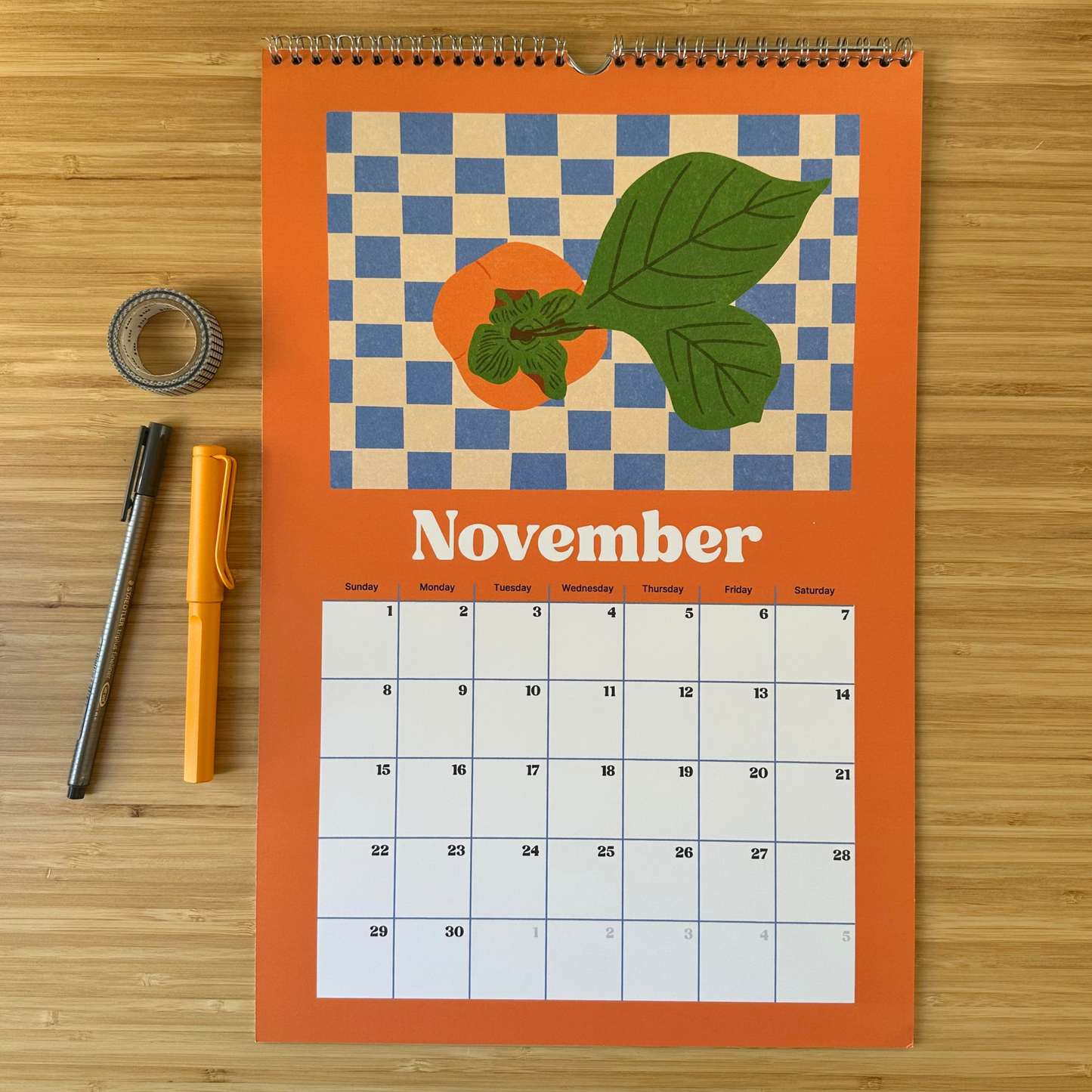 Academic Year Fruit Vegetable Illustration Wall Calendar (July 2026 - June 2027 )