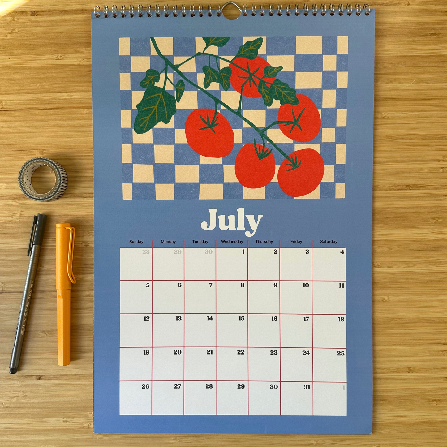 Academic Year Fruit Vegetable Illustration Wall Calendar (July 2026 - June 2027 )