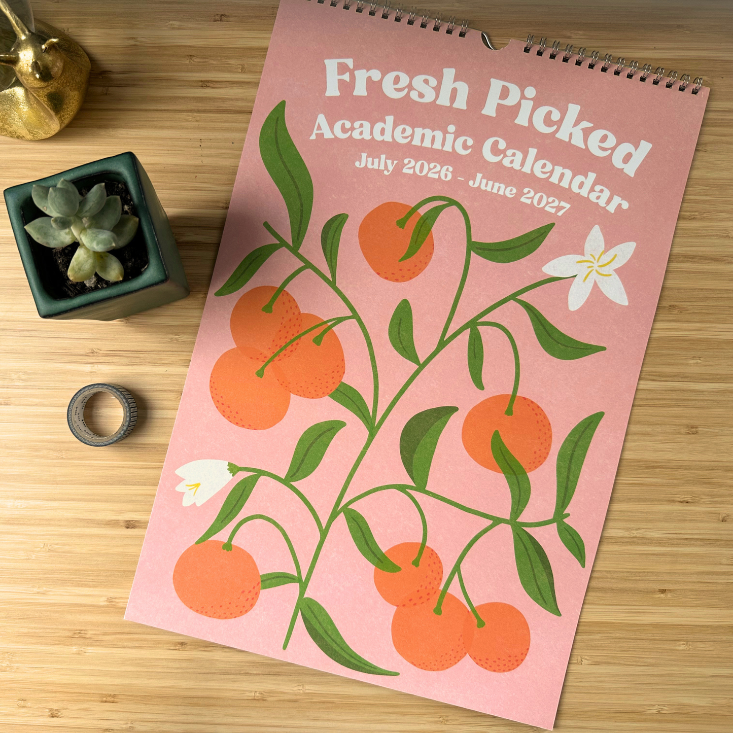 Academic Year Fruit Vegetable Illustration Wall Calendar (July 2026 - June 2027 )