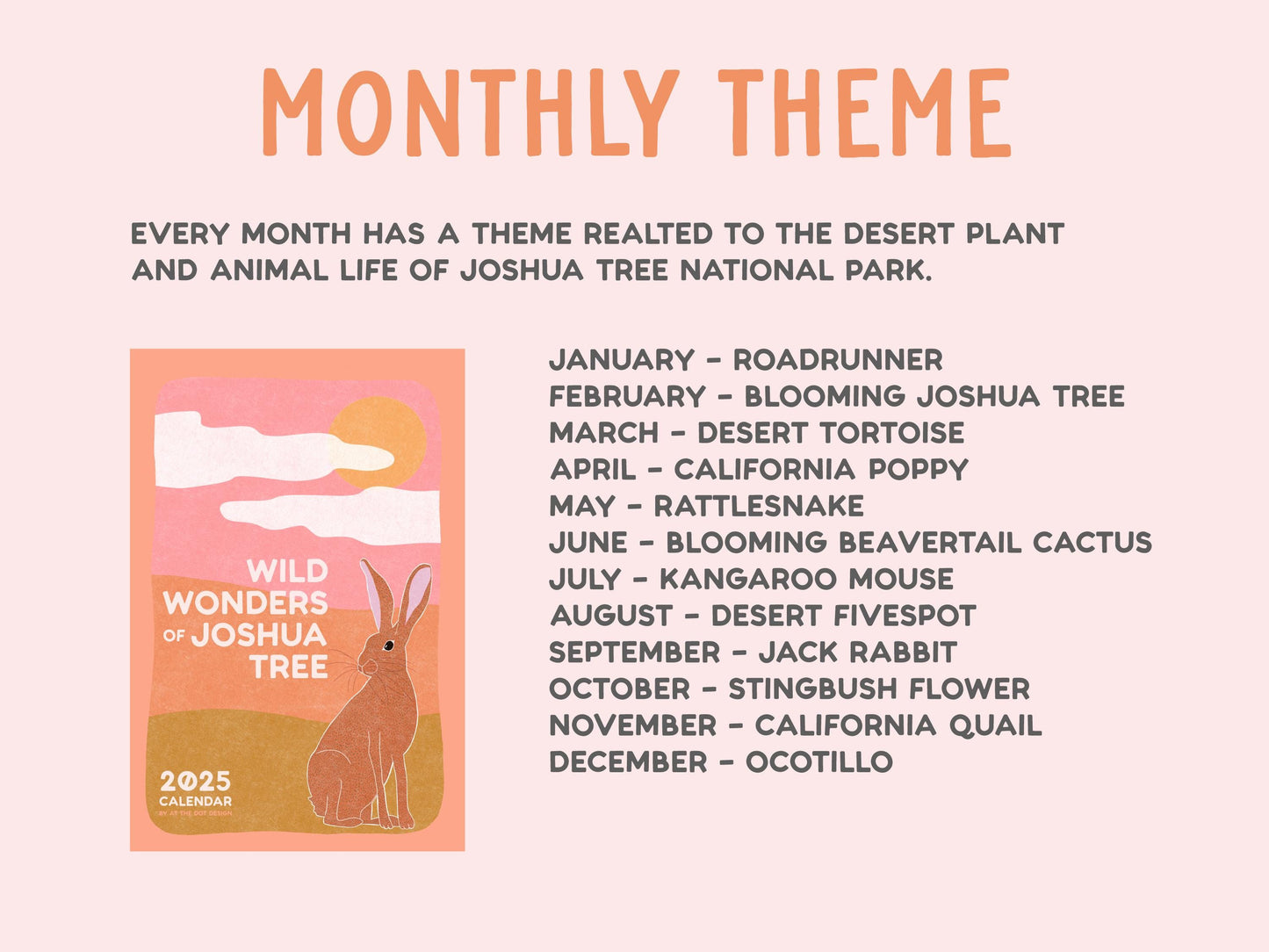 2025 Illustrated Joshua Tree Desert Wall Calendar
