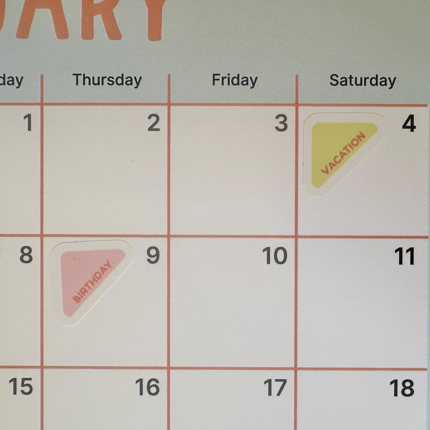 Corner Calendar Sticker Sheet