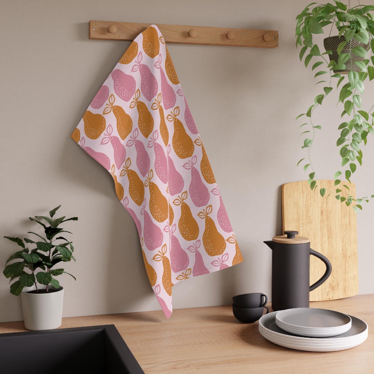 Mid-Century Modern Pear Tea Towel