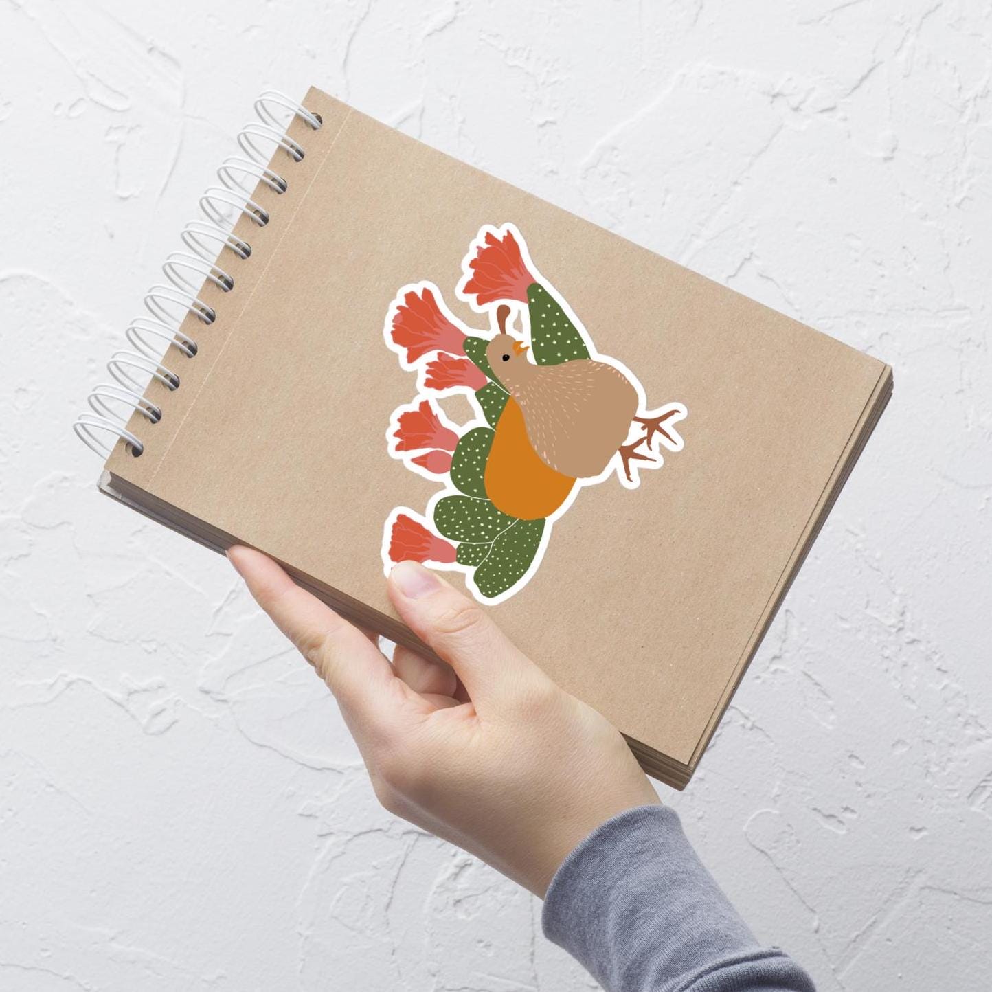 California Quail and Cactus Sticker