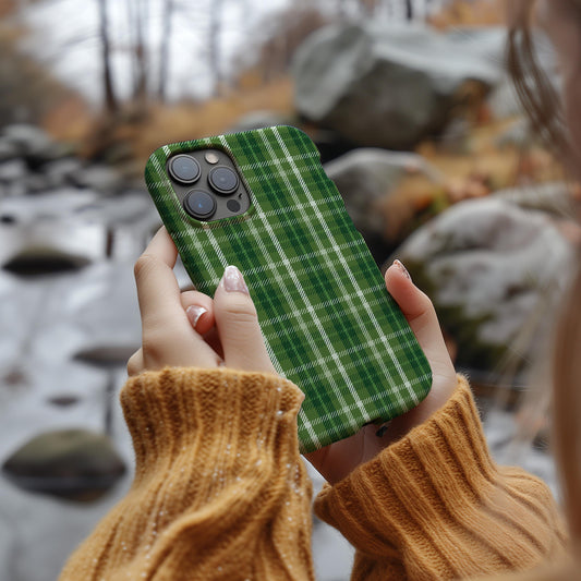Green Plaid iPhone Case with or without MagSafe