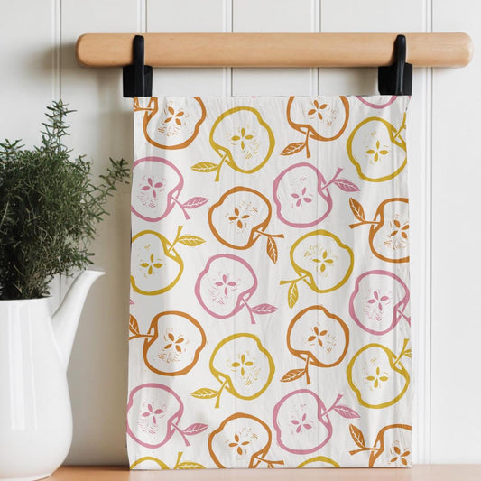 Retro Apple Print Tea Towel