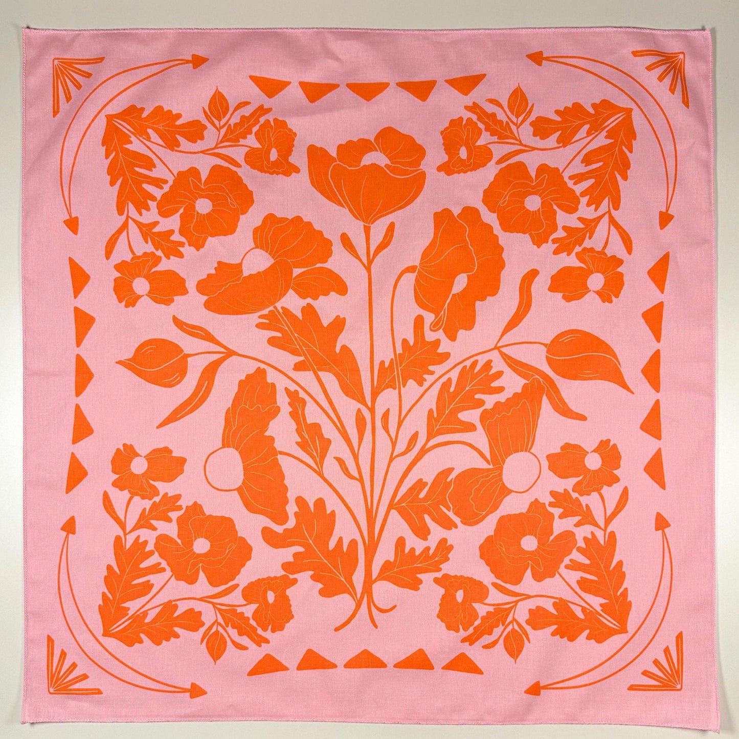 Pink and Orange Matilija Poppy Floral Bandana