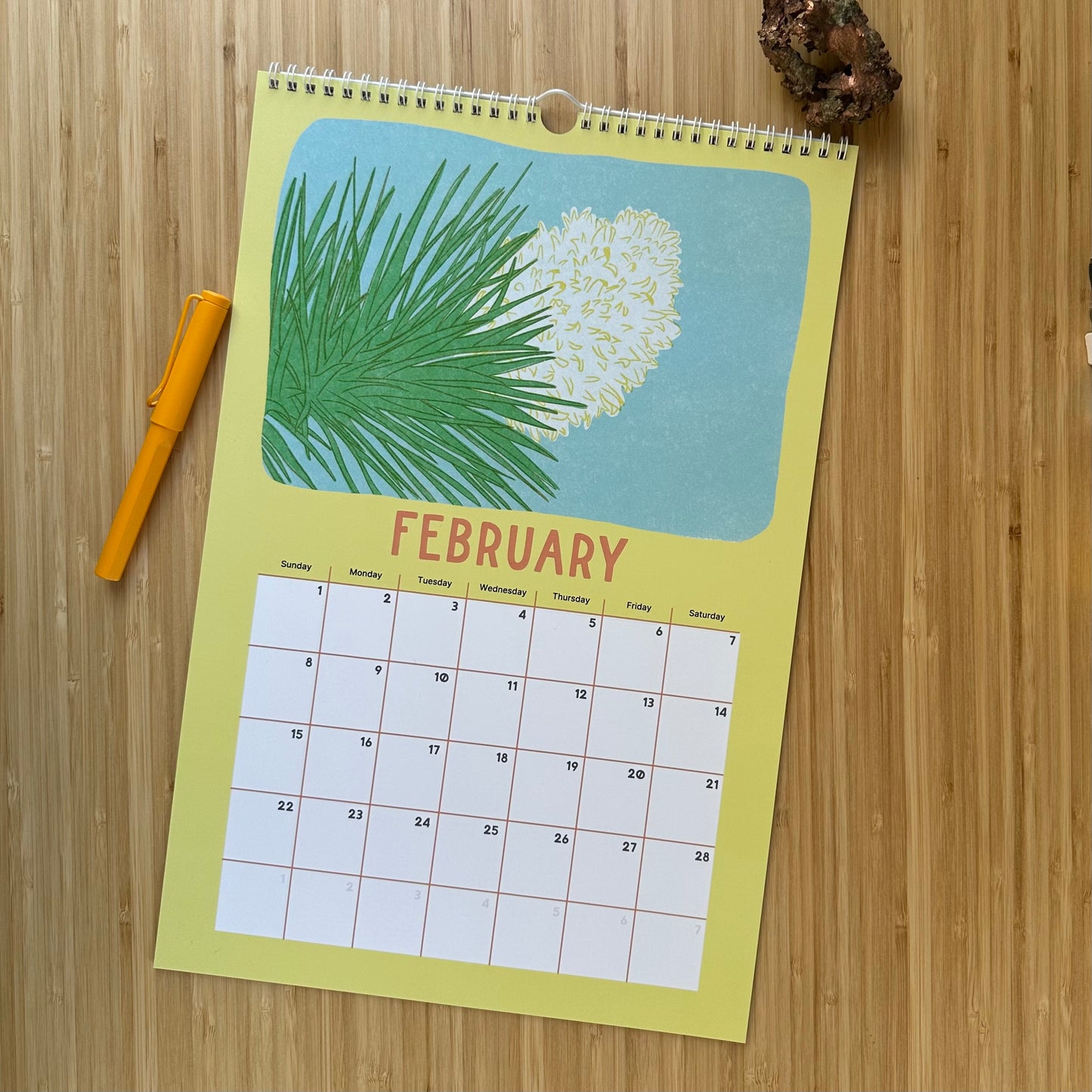 Southwestern Art Calendar Joshua Tree National Park Collection Monthly Wall Planner Desert Wildlife Illustrations Native Plant Series Large Format Design Nature Inspired Artwork Premium Quality Construction Beautiful Minimalist Style