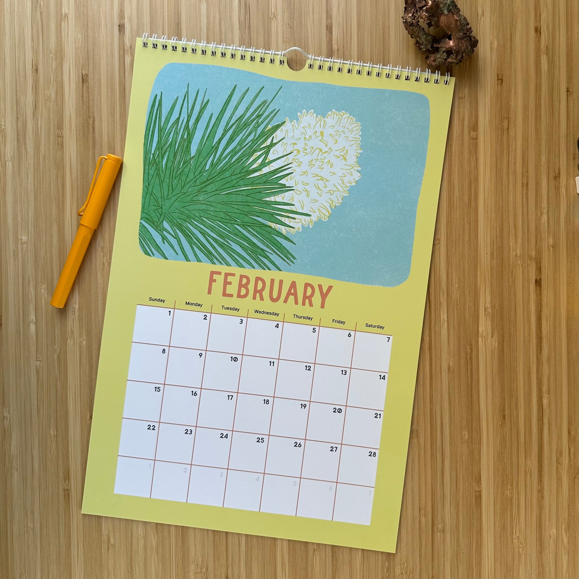 Southwestern Art Calendar Joshua Tree National Park Collection Monthly Wall Planner Desert Wildlife Illustrations Native Plant Series Large Format Design Nature Inspired Artwork Premium Quality Construction Beautiful Minimalist Style