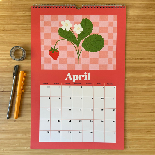 Academic Year Fruit Vegetable Illustration Wall Calendar (July 2026 - June 2027 )